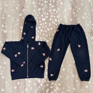 Chaser Kids Rosebud Hoodie & Jogger Set Size 2  Embroidered Floral $128 Retail